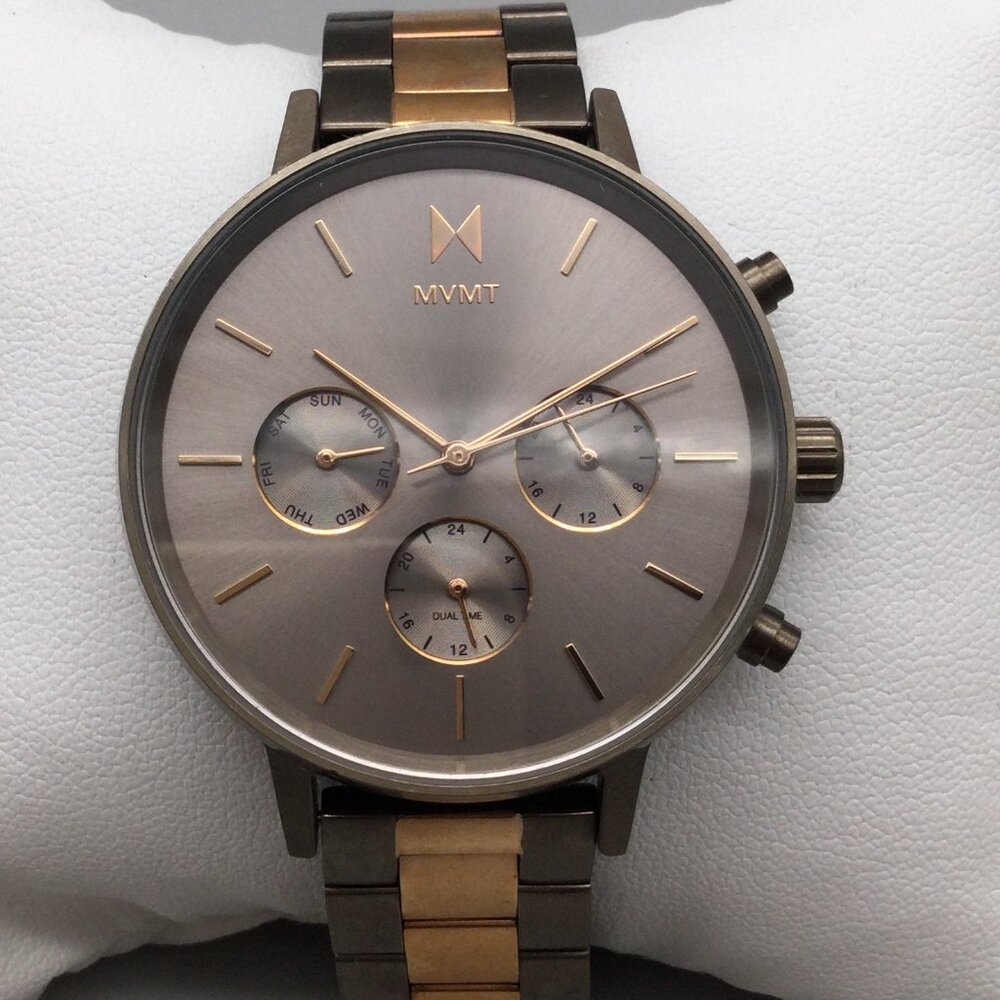 MVMT Orion Nova Chronograph Women Watch 38mm Gray Rose Gold New Battery 7.5"